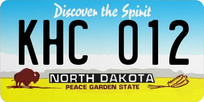 ND license plate KHC012