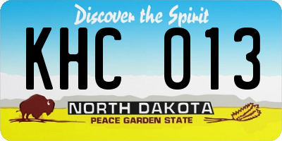 ND license plate KHC013