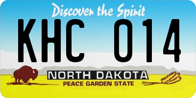 ND license plate KHC014