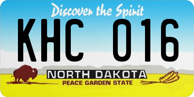 ND license plate KHC016