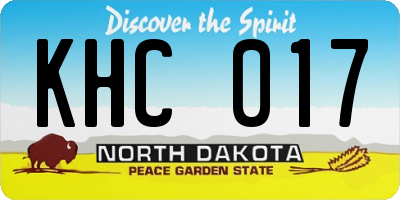 ND license plate KHC017