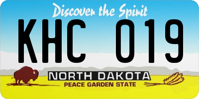 ND license plate KHC019