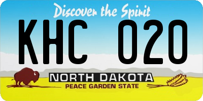 ND license plate KHC020
