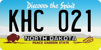 ND license plate KHC021