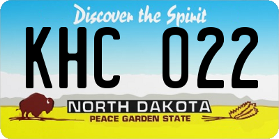 ND license plate KHC022