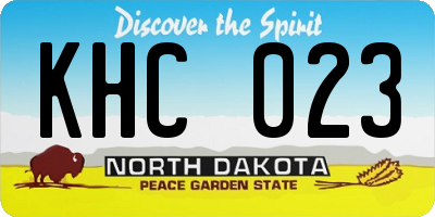 ND license plate KHC023