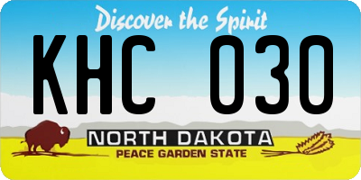 ND license plate KHC030
