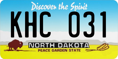 ND license plate KHC031