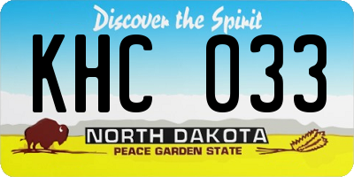 ND license plate KHC033