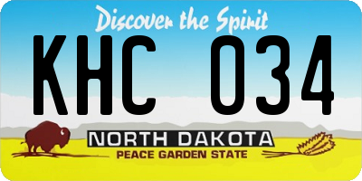 ND license plate KHC034