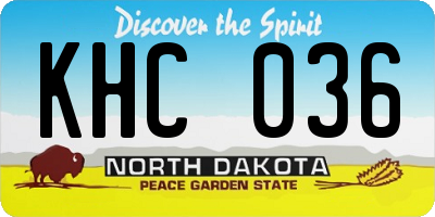 ND license plate KHC036