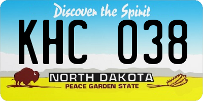 ND license plate KHC038