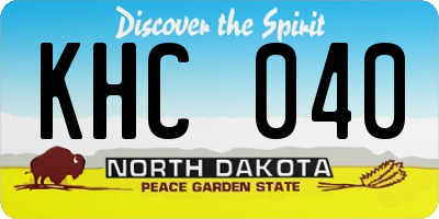 ND license plate KHC040