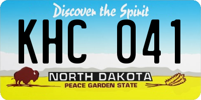 ND license plate KHC041
