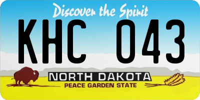 ND license plate KHC043