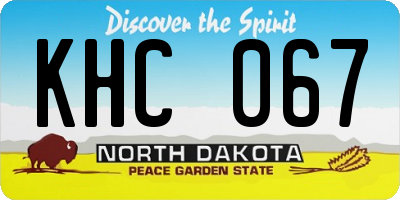 ND license plate KHC067