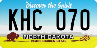 ND license plate KHC070