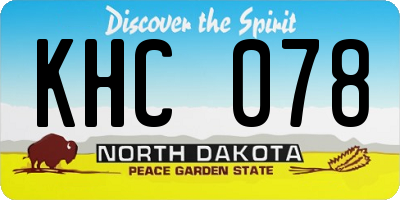 ND license plate KHC078