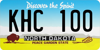 ND license plate KHC100