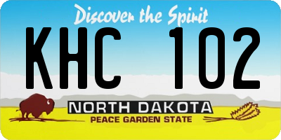 ND license plate KHC102