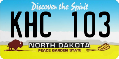 ND license plate KHC103
