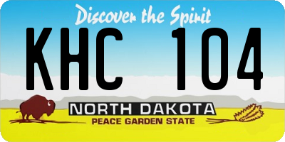ND license plate KHC104