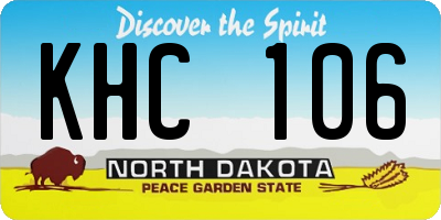 ND license plate KHC106