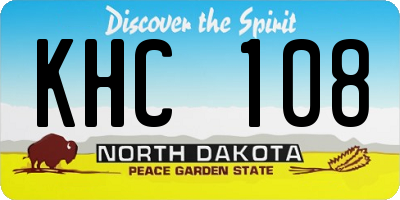 ND license plate KHC108
