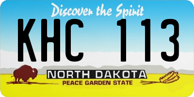 ND license plate KHC113