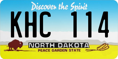 ND license plate KHC114