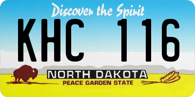 ND license plate KHC116