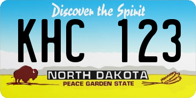 ND license plate KHC123