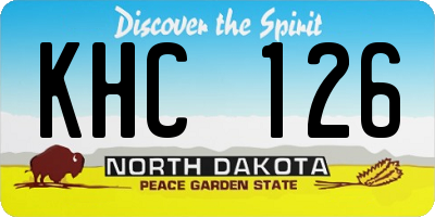 ND license plate KHC126