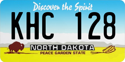 ND license plate KHC128