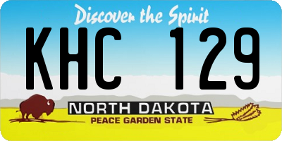 ND license plate KHC129