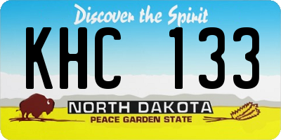 ND license plate KHC133