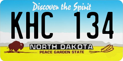 ND license plate KHC134