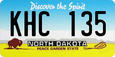 ND license plate KHC135