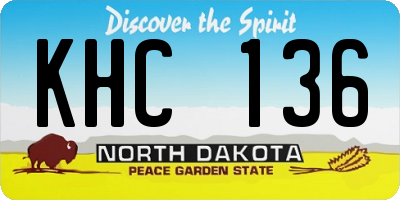ND license plate KHC136