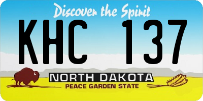 ND license plate KHC137