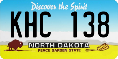 ND license plate KHC138