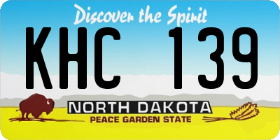 ND license plate KHC139