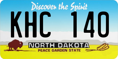 ND license plate KHC140