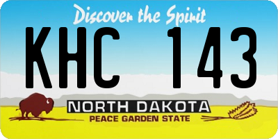 ND license plate KHC143