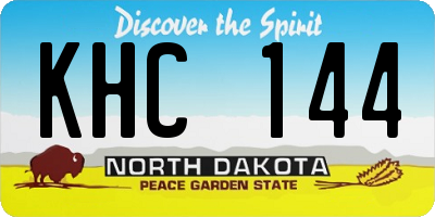ND license plate KHC144