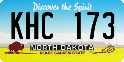 ND license plate KHC173