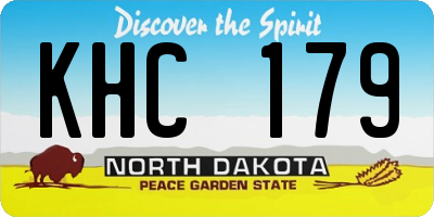 ND license plate KHC179