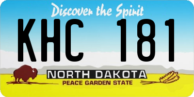 ND license plate KHC181