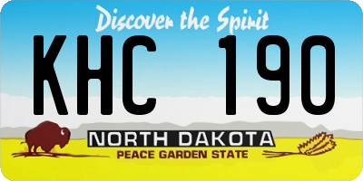 ND license plate KHC190