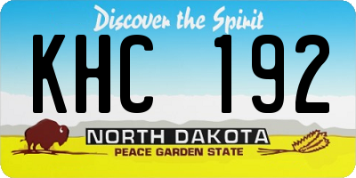 ND license plate KHC192